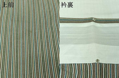 平和屋着物▽小紋　単衣　縞　洗える着物　AABJ8282jh