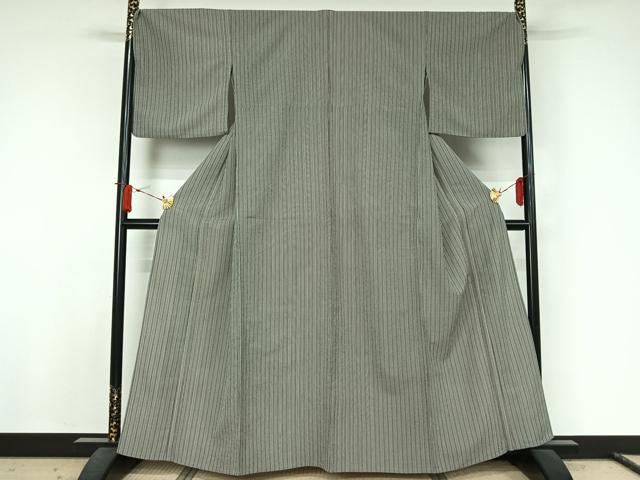 平和屋着物▽小紋　単衣　縞　洗える着物　AABJ8282jh
