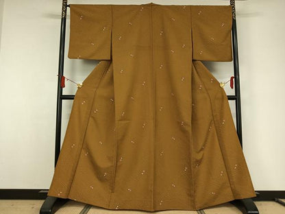 平和屋着物▽小紋　単衣　流水花文　洗える着物　AABJ8284jh