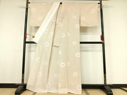平和屋着物▽小紋　単衣　雪輪花文　洗える着物　AABJ8285jh
