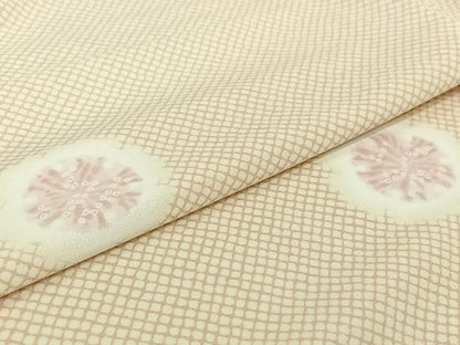 平和屋着物▽小紋　単衣　雪輪花文　洗える着物　AABJ8285jh