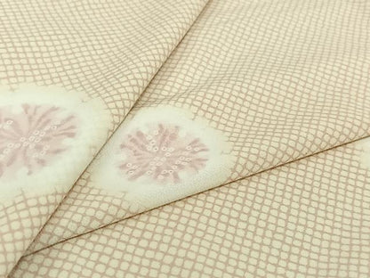 平和屋着物▽小紋　単衣　雪輪花文　洗える着物　AABJ8285jh