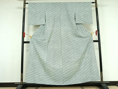 平和屋着物▽小紋　単衣　幾何学文様　洗える着物　AABJ8286jh