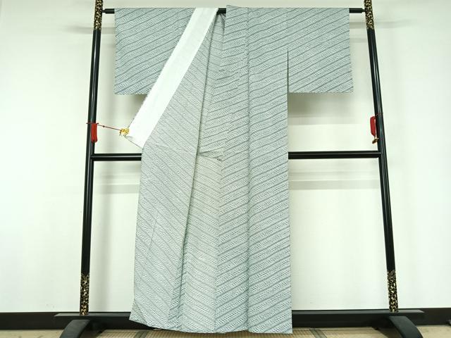 平和屋着物▽小紋　単衣　幾何学文様　洗える着物　AABJ8286jh