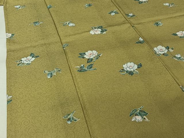 平和屋着物▽小紋　単衣　草花文　金彩　洗える着物　AABJ8288jh