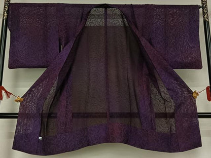 平和屋着物▽道行コート　スリーシーズン　春夏秋　塵除け　唐草文　正絹　逸品　AABJ8289jh