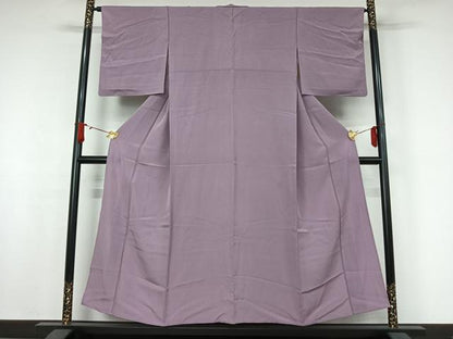 平和屋着物▽上質な色無地　単衣　浅紫色　正絹　逸品　AABJ8291jh