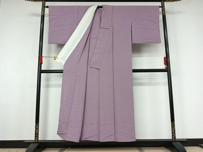 平和屋着物▽上質な色無地　単衣　浅紫色　正絹　逸品　AABJ8291jh