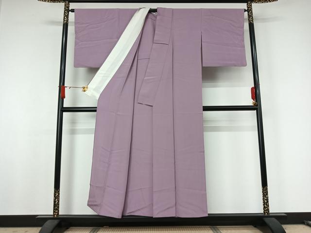 平和屋着物▽上質な色無地　単衣　浅紫色　正絹　逸品　AABJ8291jh