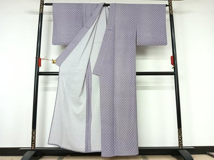 平和屋着物▽小紋　単衣　幾何学文様　洗える着物　AABJ8292jh