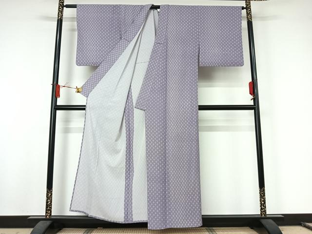 平和屋着物▽小紋　単衣　幾何学文様　洗える着物　AABJ8292jh