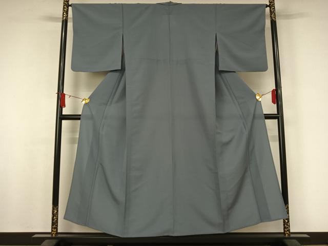 平和屋着物▽色無地　単衣　藍鼠色　洗える着物　AABJ8295jh