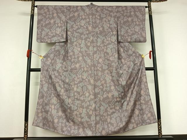 平和屋着物▽上質な小紋　単衣　草花文　暈し染め　正絹　逸品　AABJ8298jh
