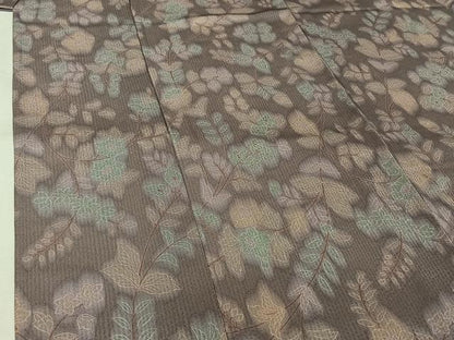 平和屋着物▽上質な小紋　単衣　草花文　暈し染め　正絹　逸品　AABJ8298jh