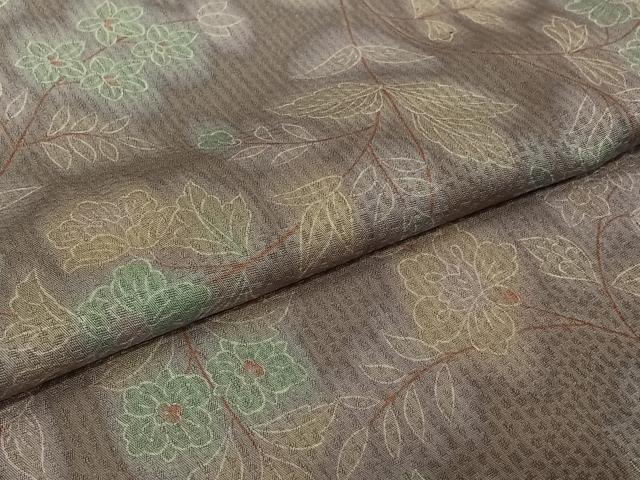 平和屋着物▽上質な小紋　単衣　草花文　暈し染め　正絹　逸品　AABJ8298jh