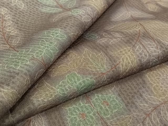 平和屋着物▽上質な小紋　単衣　草花文　暈し染め　正絹　逸品　AABJ8298jh