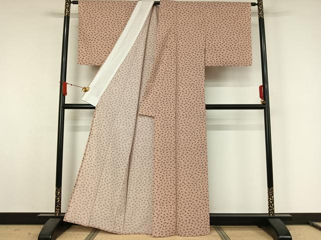 平和屋着物▽江戸小紋　単衣　東京染　雀　反端付き　洗える着物　AABJ8300jh