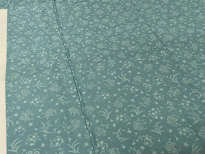 平和屋着物▽小紋　単衣　草花文　洗える着物　AABJ8301jh