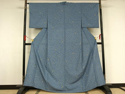 平和屋着物▽小紋　単衣　花唐草文　洗える着物　AABJ8305jh