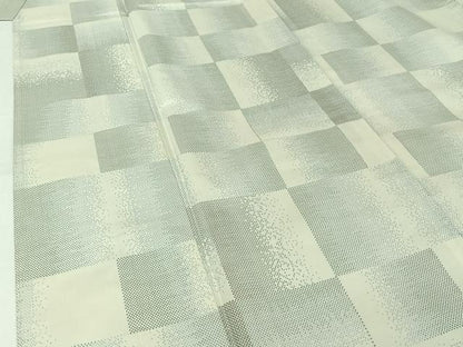 平和屋着物▽本場大島紬　白大島　単衣　9マルキ　幾何学文様　正絹　逸品　AABJ8307jh