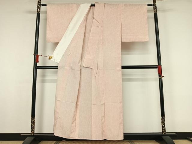 平和屋着物▽本塩沢　単衣　110亀甲　幾何学文様　松坂屋扱い　正絹　逸品　AABJ8308jh