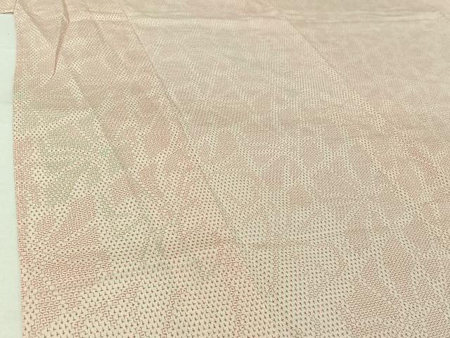 平和屋着物▽本塩沢　単衣　110亀甲　幾何学文様　松坂屋扱い　正絹　逸品　AABJ8308jh