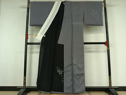 平和屋着物▽訪問着　無双　紗袷　紗×絽　雪芝花文　ますいわ屋扱い　正絹　逸品　AABJ8310jh