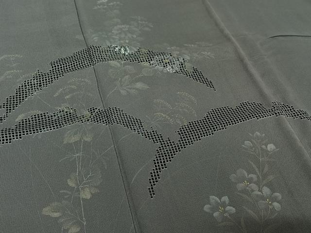平和屋着物▽訪問着　無双　紗袷　紗×絽　雪芝花文　ますいわ屋扱い　正絹　逸品　AABJ8310jh