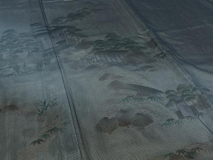 平和屋着物▽訪問着　無双　紗袷　紗×絽　風景流水花文　金彩　正絹　逸品　AABJ8312jh