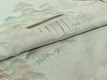平和屋着物▽訪問着　無双　紗袷　紗×絽　風景流水花文　金彩　正絹　逸品　AABJ8312jh