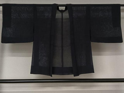 平和屋着物▽羽織　スリーシーズン　春夏秋　塵除け　黒地　正絹　逸品　AABJ8314jh