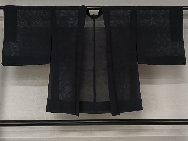 平和屋着物▽羽織　スリーシーズン　春夏秋　塵除け　黒地　正絹　逸品　AABJ8314jh