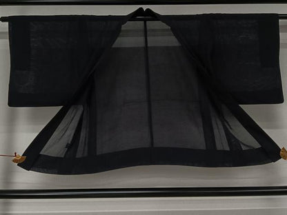 平和屋着物▽羽織　スリーシーズン　春夏秋　塵除け　黒地　正絹　逸品　AABJ8314jh