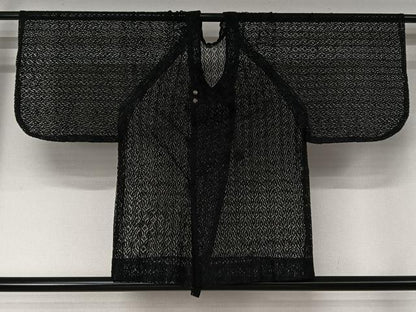 平和屋着物▽道行コート　スリーシーズン　春夏秋　塵除け　総レース　舞花文　黒地　AABJ8315jh