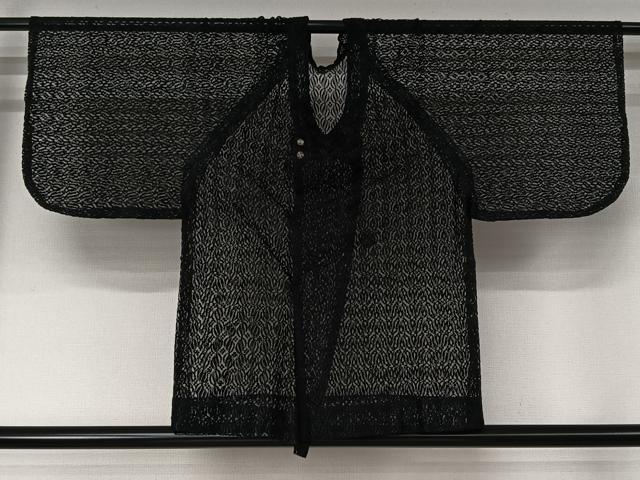 平和屋着物▽道行コート　スリーシーズン　春夏秋　塵除け　総レース　舞花文　黒地　AABJ8315jh