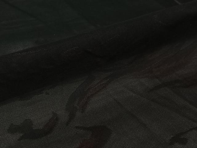 平和屋着物▽羽織　スリーシーズン　春夏秋　塵除け　霞文　黒地　正絹　逸品　AABJ8316jh