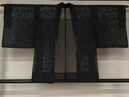 平和屋着物▽羽織　スリーシーズン　春夏秋　塵除け　黒地　正絹　逸品　AABJ8318jh