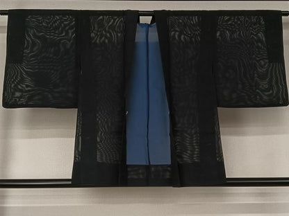 平和屋着物▽羽織　スリーシーズン　春夏秋　塵除け　黒地　正絹　逸品　AABJ8318jh