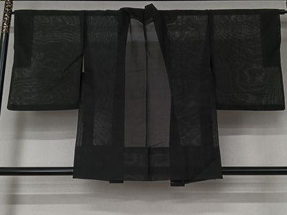 平和屋着物▽羽織　スリーシーズン　春夏秋　塵除け　黒地　正絹　逸品　AABJ8323jh