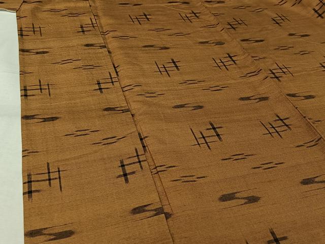 平和屋着物▽上質な紬　単衣　琉球絣　正絹　逸品　AABJ8331jh