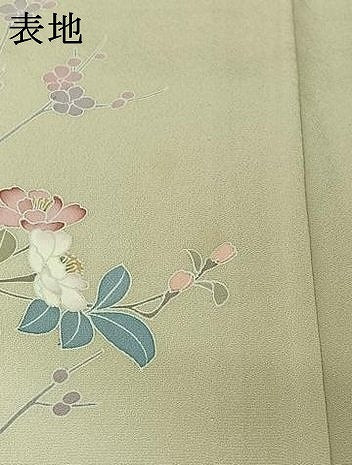 平和屋着物▽訪問着　単衣　友禅　枝花文　暈し染め　正絹　逸品　AABJ8340jh