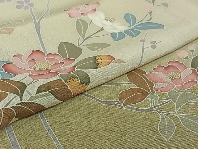 平和屋着物▽訪問着　単衣　友禅　枝花文　暈し染め　正絹　逸品　AABJ8340jh