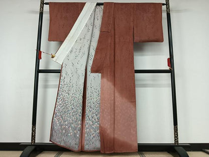 平和屋着物▽訪問着　無双　紗袷　紗×絽　手描き　草花文　暈し染め　正絹　逸品　AABJ8343jh