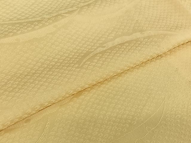 平和屋着物▽上質な色無地　単衣　雪芝地紋　鳥の子色　正絹　逸品　AABJ8346jh