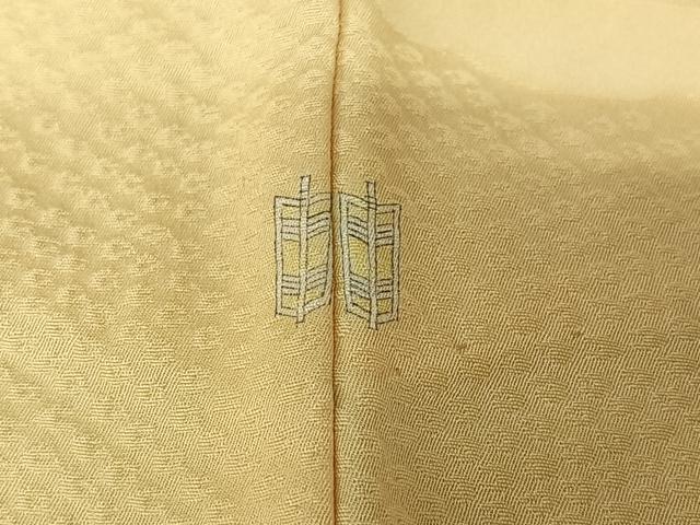 平和屋着物▽上質な色無地　単衣　雪芝地紋　鳥の子色　正絹　逸品　AABJ8346jh