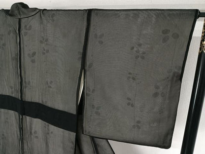 平和屋着物▽上質な小紋　無双　紗袷　紗×絽　草花文　正絹　逸品　AABJ8348jh