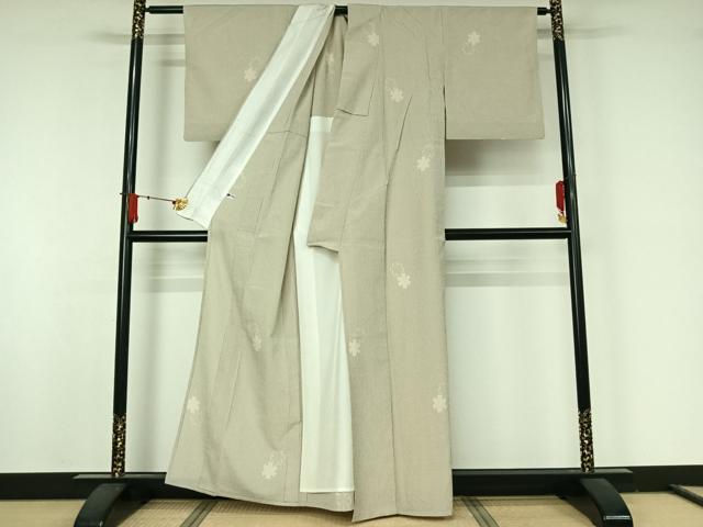 平和屋着物▽本塩沢　単衣　雪輪文　健勝苑扱い　正絹　逸品　AABJ8352jh
