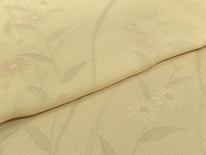 平和屋着物▽訪問着　無双　紗袷　紗×絽　手描き　草花文　正絹　逸品　AABJ8354jh