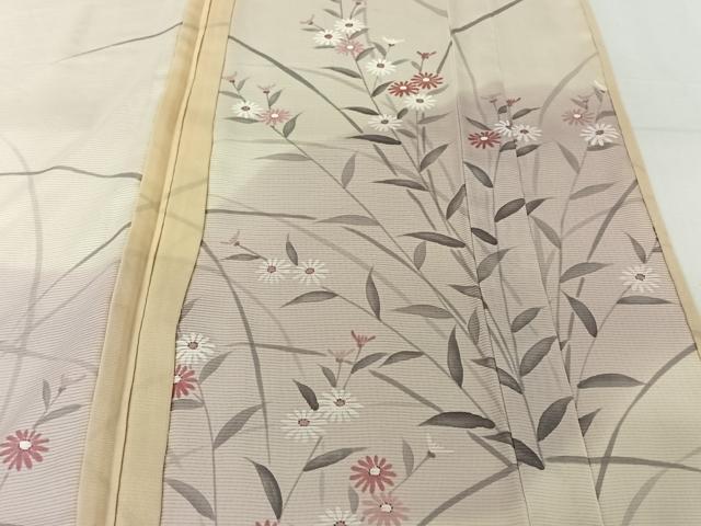 平和屋着物▽訪問着　無双　紗袷　紗×絽　手描き　草花文　正絹　逸品　AABJ8354jh