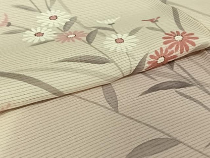 平和屋着物▽訪問着　無双　紗袷　紗×絽　手描き　草花文　正絹　逸品　AABJ8354jh